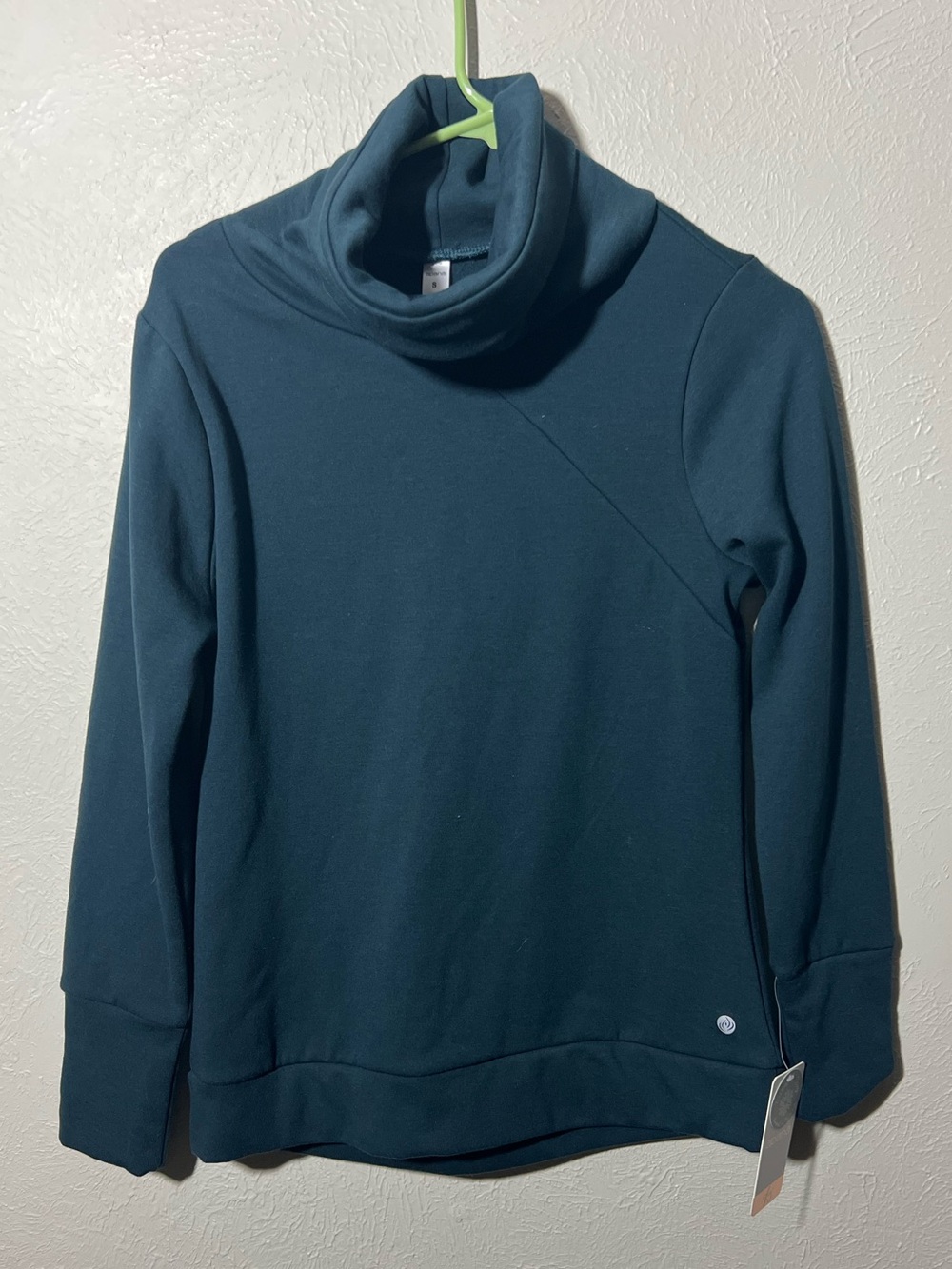 NWT Apana Cowl Neck Pullover Sweatshirt in Deep Teal size Small